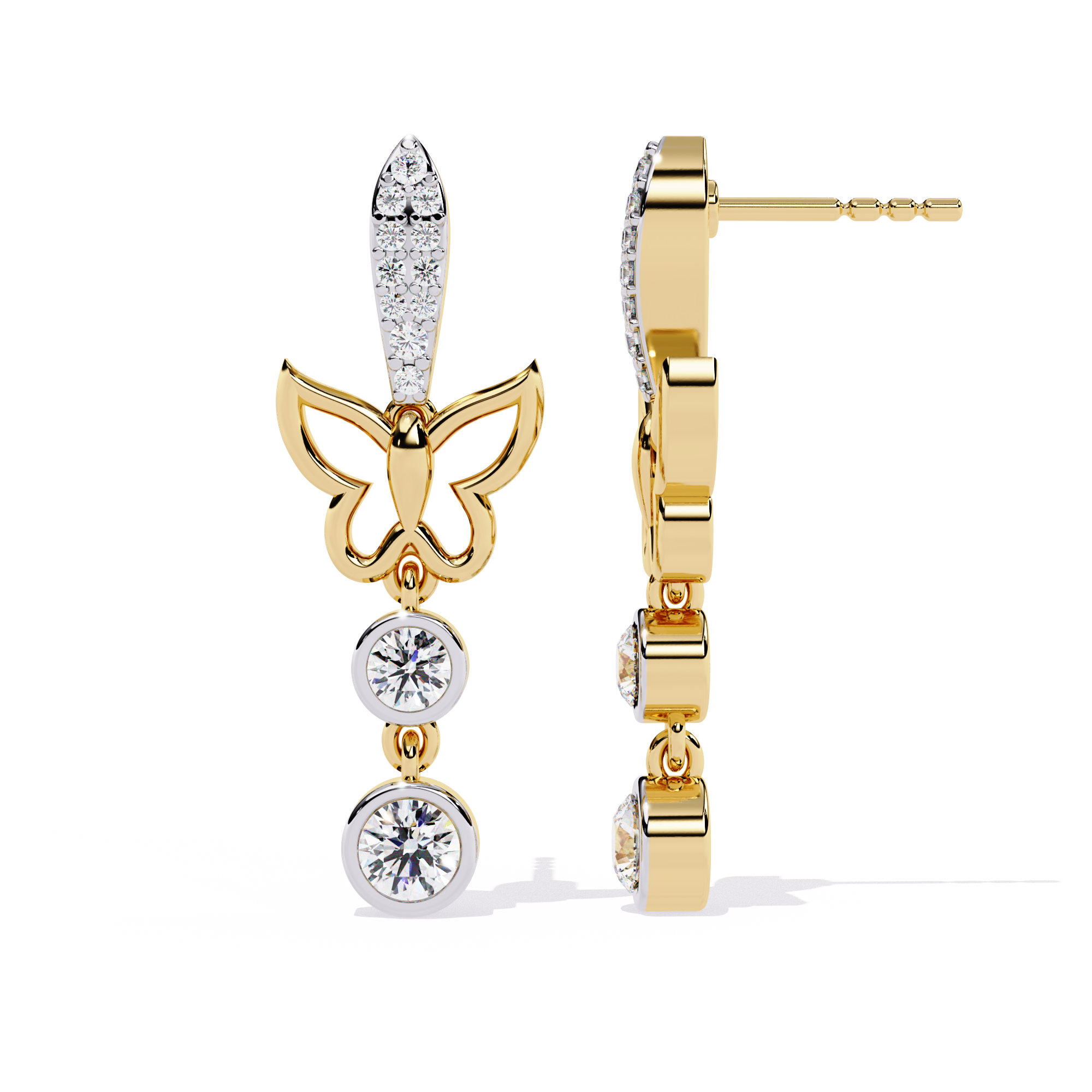 Buy Natural Diamond Butterfly Bloom Earrings | Solitairekart